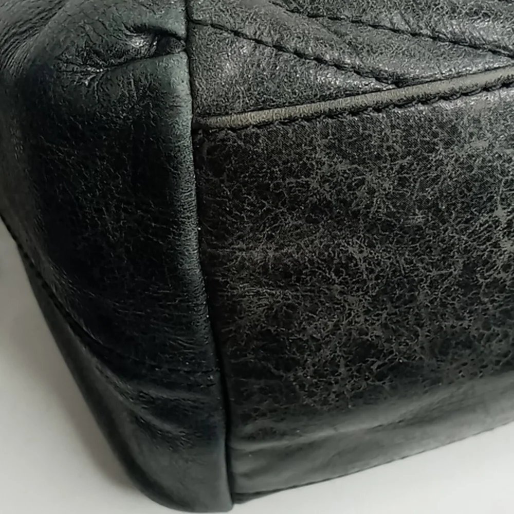 Botkier Dark Gunmetal Gray Distressed Leather Hobo Shoulder Bag